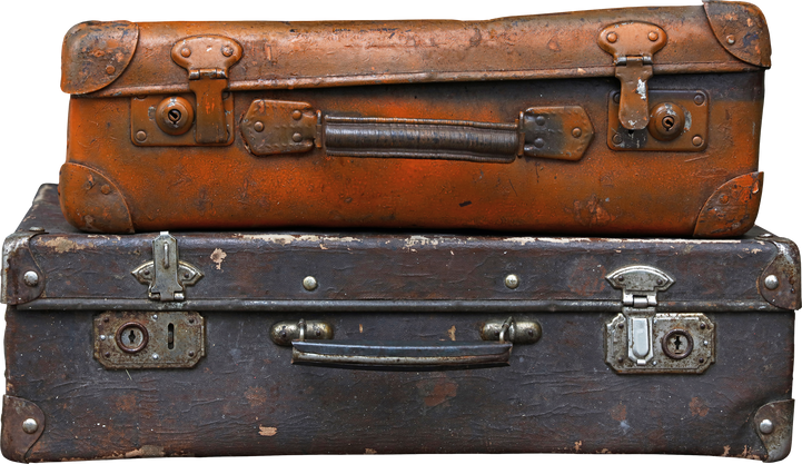 Old Vintage Travel Suitcases Isolated on White